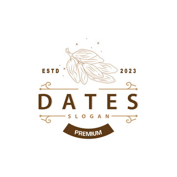 Date Fruit Logo, Elegant Minimalist Premium Design, Sweet Date Fruit Logo Templet Illustration