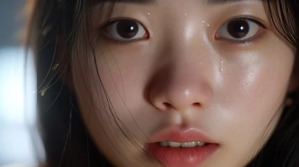 Fotobehang 焦って顔に汗をかく女性 © Hanasaki
