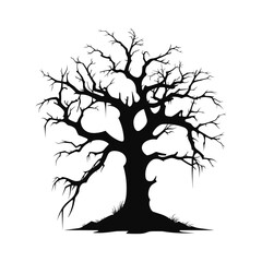 Scary Dead Tree vector Silhouette isolated on a white background