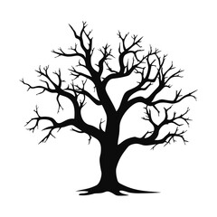 Scary Dead Tree vector Silhouette isolated on a white background
