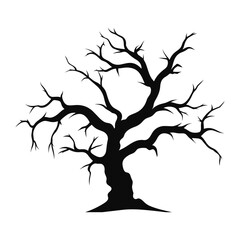 Scary Dead Tree vector Silhouette isolated on a white background