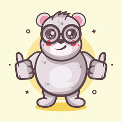 cute polar bear animal character mascot with thumb up hand gesture isolated cartoon 