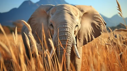 Foto op Aluminium elephant in the field of wheat © Ahmad