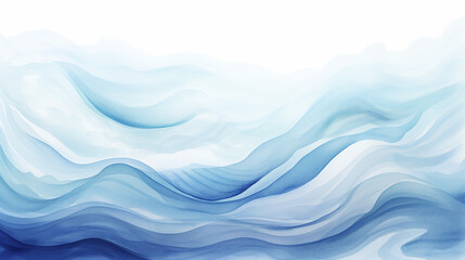 Fototapeta na wymiar watercolor stylized ocean waves beautiful dark to light soft gradient on white background