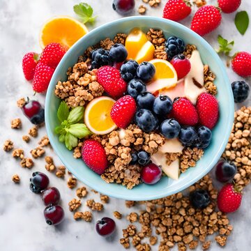Colorful Fruit Smoothie Bowl with Fresh Berries
