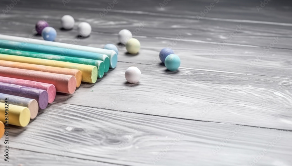 Poster abstract preschool design colorful crayon patterns on blank blackboard background generated by ai