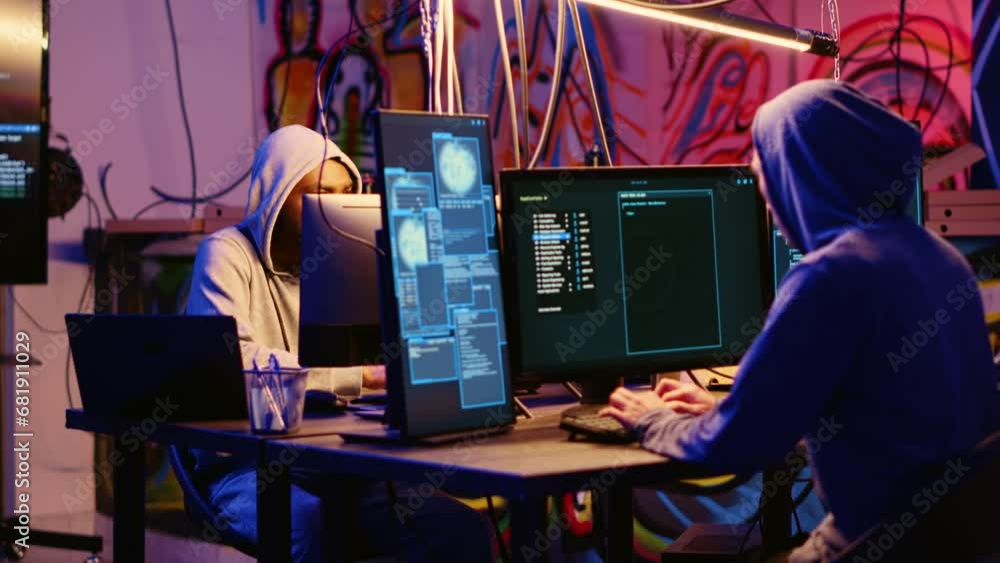 Poster cybercriminals leaving hideout in frenzy after hearing policemen coming to arrest them, being chased