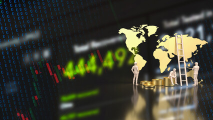 The Business man and world map 3d rendering. © niphon