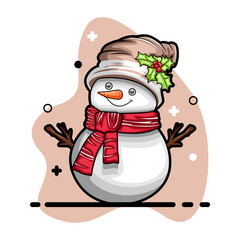 cartoon cute snowman winter icon