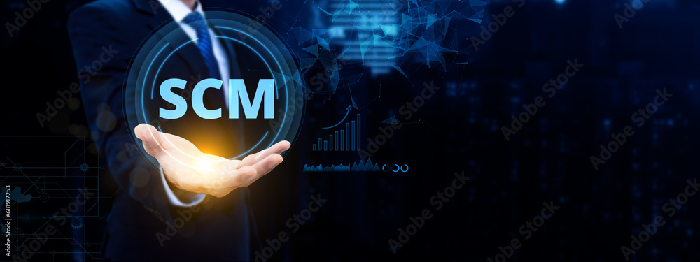 Poster unleash the potential of your business with supply chain management (scm) and its innovative technol