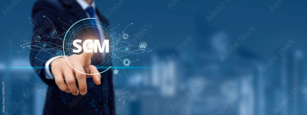 Poster discover the transformative power of supply chain management (scm) and its innovative technology. wi