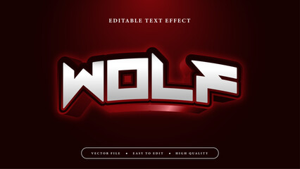 Editable text effect. White wolf text on dark red background.
