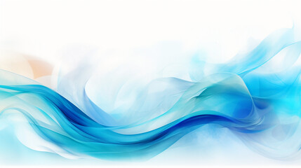 abstract watercolor wavy painting with beautiful sea on white background