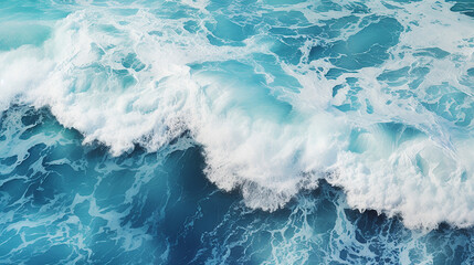 Fototapeta premium aerial view to waves in ocean beautiful splashing waves