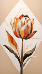 Tulip Geometric Flower Abstract Art Painting Earth Colors Illustration Postcard Digital Artwork Banner Website Flyer Ads Gift Card Template