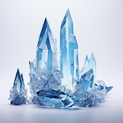 Blue crystal shards on a white background
