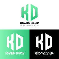 K D Double Letters Polygon Logo, Two letters K D logo design, Minimalist creative vector logo design template