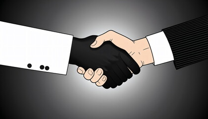 Obraz premium Handshake of Harmony: Black and White Men