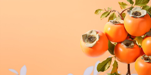 Persimmons by Li-Young Lee,Persimmon colour hi-res stock,Sweet And Soft Persimmon Hongsi Stock Photo ,Fruitful Inspiration: Stock Photo of Sweet and Soft Persimmons,stock, organic produce, natural , - obrazy, fototapety, plakaty