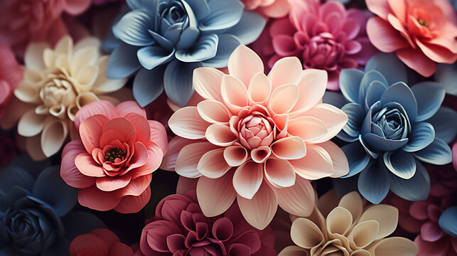flowers in a row HD 8K wallpaper Stock Photographic Image 