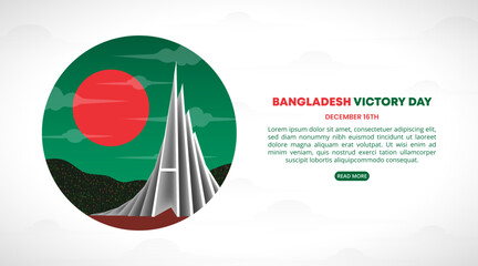 Bangladesh Victory Day with a monument and cloudy background