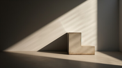 Light and Shadow on the Wall and Floor with Pedestal Podium