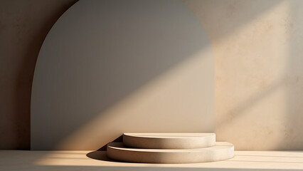 Light and Shadow on the Wall and Floor with Pedestal Podium