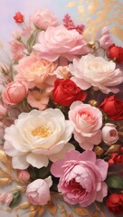 Pink Blessed Flowers Colorful Flower Background Illustration Postcard Digital Artwork Banner Website Flyer Ads Gift Card Template