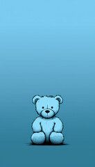 Obraz premium Blue Monday concept , Blue bear sitting on blue background. , illustration, comic style