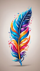 Colorful Feather Abstract Art Painting Illustration Postcard Digital Artwork Banner Website Flyer Ads Gift Card Template
