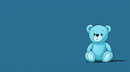 Obraz premium Blue Monday concept , Blue bear sitting on blue background. , illustration, comic style