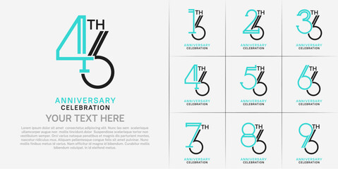 set of anniversary logotype blue and black color for special celebration event