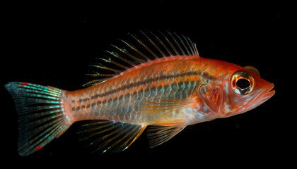Yellow goldfish swimming in multi colored reef, close up beauty in nature generated by AI