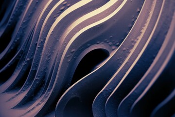 Abstract purple and black ribbed structure, ideal for modern art concepts, graphic design, or architectural visualization.