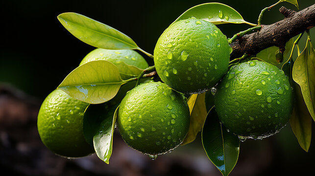 green lime on tree HD 8K wallpaper Stock Photographic Image 