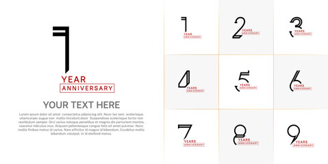 set of anniversary logotype red and black color for special celebration event