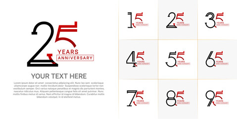 set of anniversary logotype red and black color for special celebration event