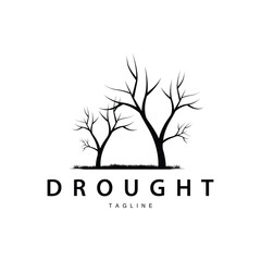 Obraz premium Drought Logo, Dry Tree Logo Design with Simple, Minimalist and Modern Vector Line Style