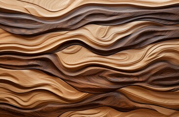 Wavy wooden texture with natural brown tones, perfect for interior design elements or organic pattern backgrounds.