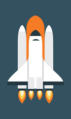 Cartoon Illustration of Space Shuttle Rocket