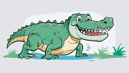 Crocodile cartoon character illustration vector image. Aligator wild design graphic design image