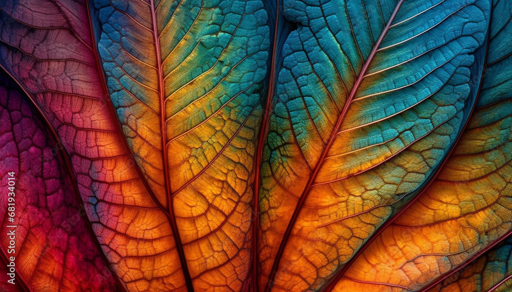 Poster vibrant autumn tree with multi colored leaves in close up macro generated by ai