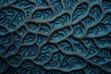 Intricate blue leaf vein patterns, ideal for botanical themes, nature-inspired designs, or elegant backdrops. - Powered by Adobe