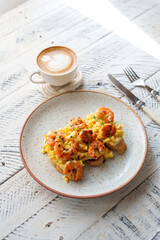 Scrambled Egg Bread and Grilled Shrimp