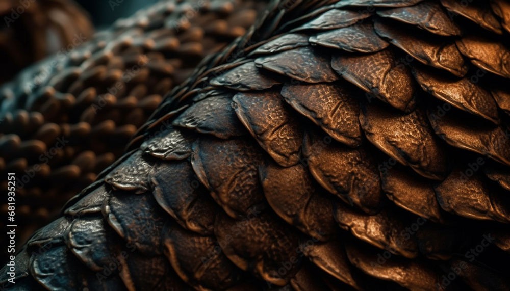 Poster multi colored reptile skin pattern on lizard in nature generated by ai