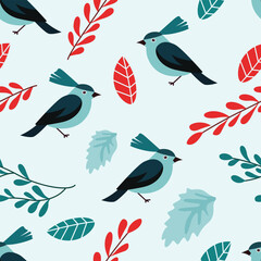 Elegant winter birds dance across this festive pattern, spreading holiday cheer with their whimsical charm. Perfect for a joyful Christmas ambiance