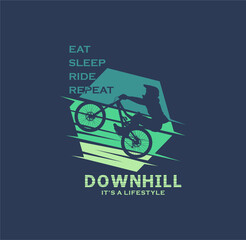 Fototapeta premium DOWNHILL JUST RIDE,TYPOGRAPHY DESIGN T-SHIRT PRINT