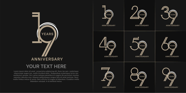 set of anniversary logotype brown color for special celebration event