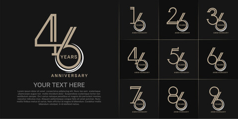 set of anniversary logotype brown color for special celebration event