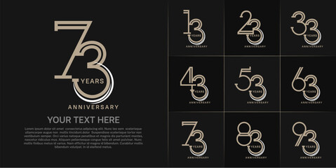 set of anniversary logotype brown color for special celebration event